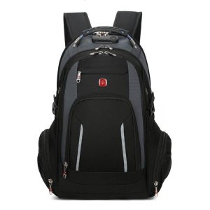 grey Travel Laptop Backpack Polyester