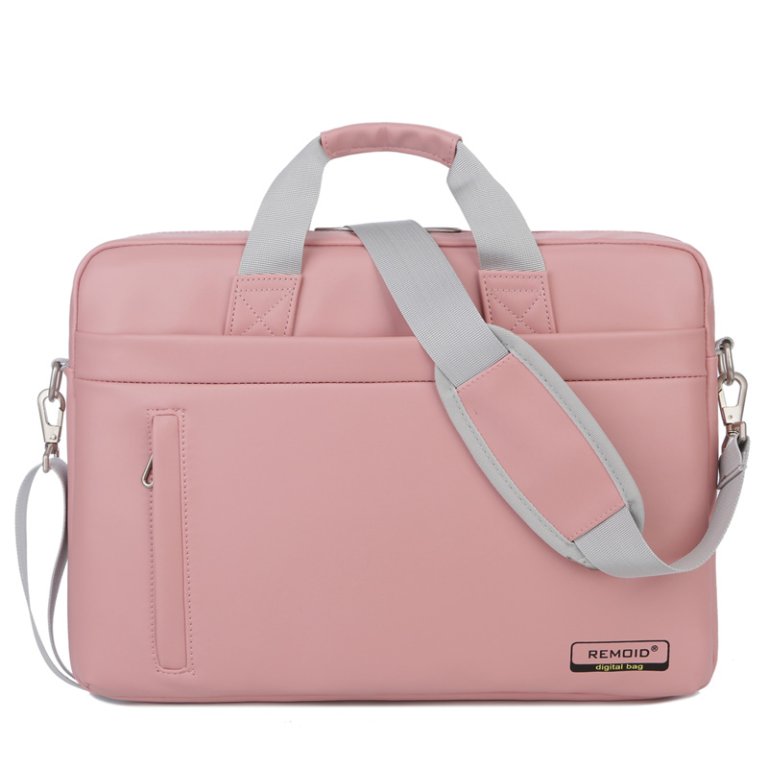 Brown Pink Leather Laptop Bag USB Messenger Bag Laptop Satchel