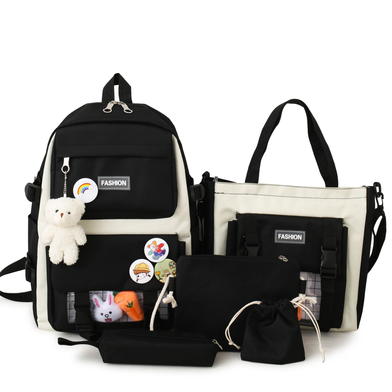 Custom logo Children Bag Cartoon 5pcs Per Set Kids School Backpack